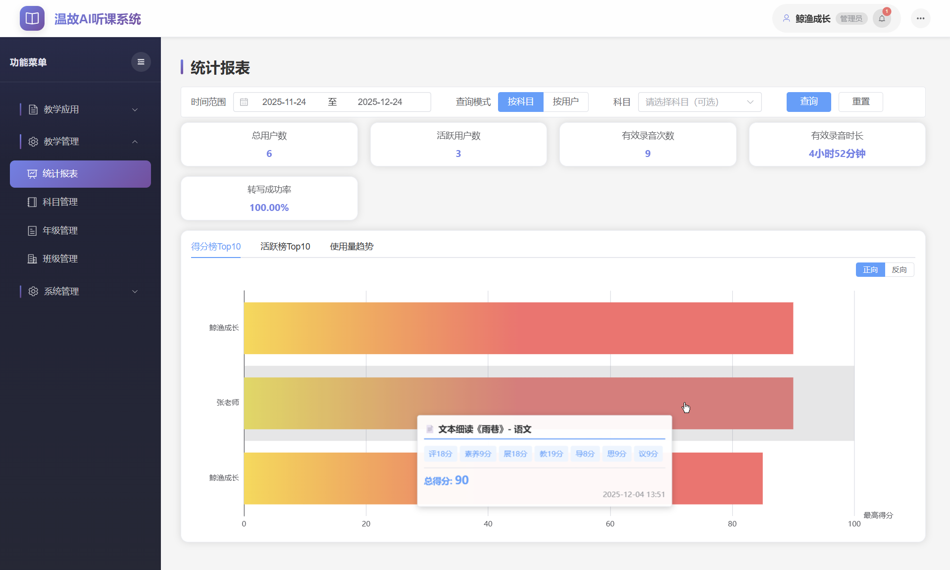 统计分析界面-WEB端